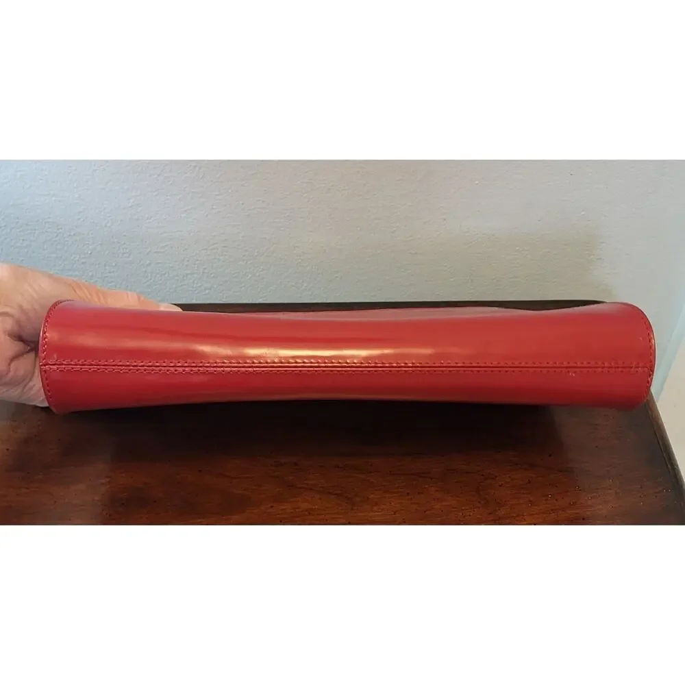 FURLA Red Clutch Luxury Bag with Metal Strap